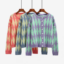 Load image into Gallery viewer, Print Crown Neck Knit Cardigan Outwear