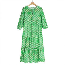Load image into Gallery viewer, Boho Puff Sleeve Maxi Loose Dress