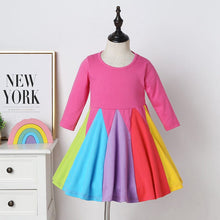 Load image into Gallery viewer, Round Neck Spelling Color Rainbow Princess Dress