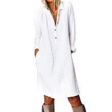 Load image into Gallery viewer, Solid Color Lapel Long Sleeve Dress