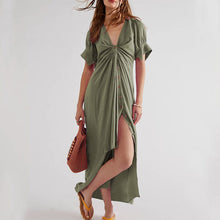 Load image into Gallery viewer, Tie Short Sleeve Loose Dress