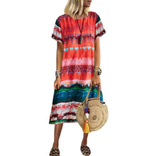 Load image into Gallery viewer, Vintage Ethnic Print Round Neck Dress