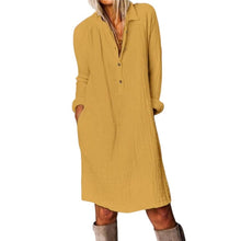 Load image into Gallery viewer, Solid Color Lapel Long Sleeve Dress