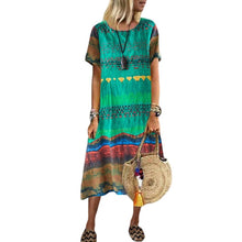 Load image into Gallery viewer, Vintage Ethnic Print Round Neck Dress