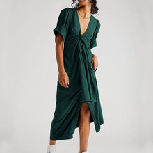 Load image into Gallery viewer, Tie Short Sleeve Loose Dress