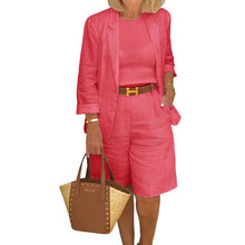 Load image into Gallery viewer, Women Cardigan shorts two pieces set