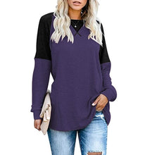 Load image into Gallery viewer, Round Neck Long Sleeve Color Block T-Shirt