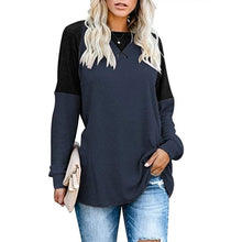Load image into Gallery viewer, Round Neck Long Sleeve Color Block T-Shirt