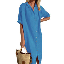 Load image into Gallery viewer, Cotton Linen Long Button Skirt