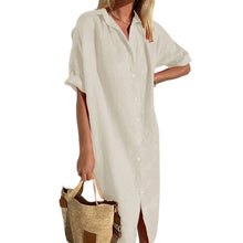 Load image into Gallery viewer, Cotton Linen Long Button Skirt