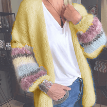 Load image into Gallery viewer, Striped Color Block Knit Cardigan