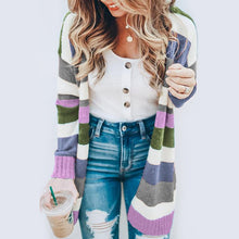 Load image into Gallery viewer, Striped Loose Cardigan Sweater