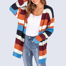 Load image into Gallery viewer, Striped Loose Cardigan Sweater