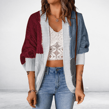 Load image into Gallery viewer, Women's Color Block Knit Cardigan Sweater
