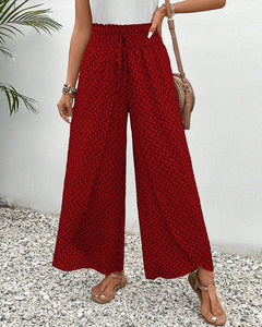 Geometric print elasticated drawstring wide-leg pants