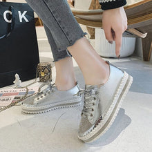 Load image into Gallery viewer, DIAMOND SILVER LEATHER SNEAKERS
