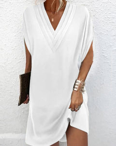 Slit sleeve solid color elegant dress