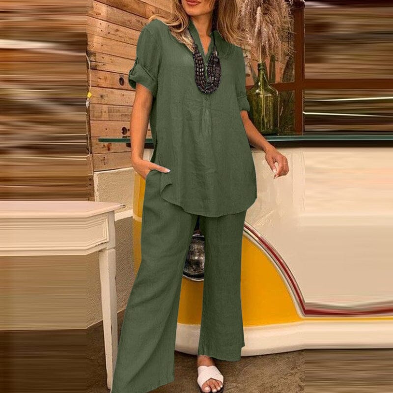 Two-piece Cotton and Linen Pants for Women