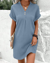 Load image into Gallery viewer, Solid color v neck dress
