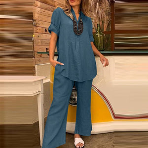 Two-piece Cotton and Linen Pants for Women