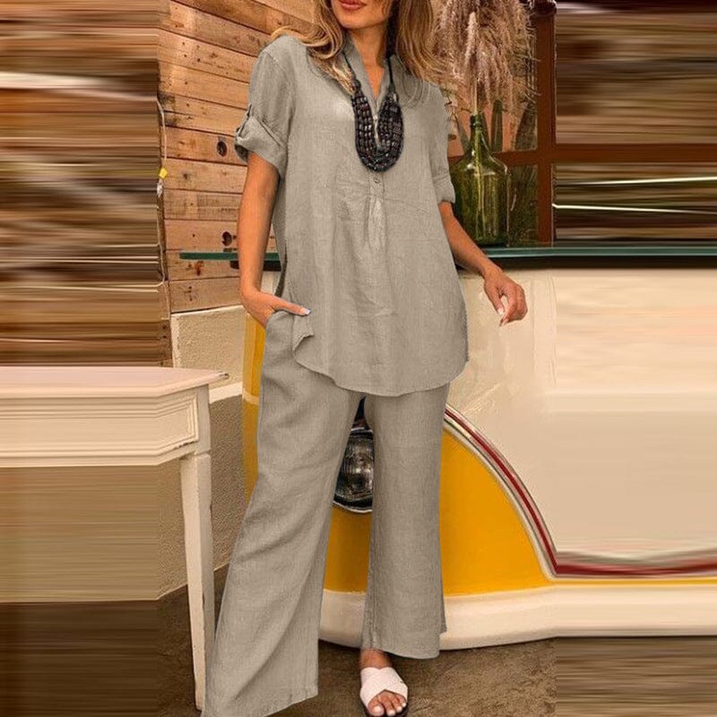Two-piece Cotton and Linen Pants for Women