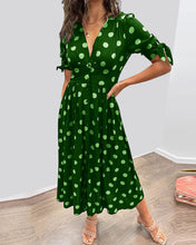 Load image into Gallery viewer, Deep V-neck polka-dot dress
