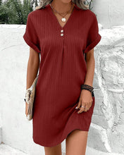 Load image into Gallery viewer, Solid color v neck dress
