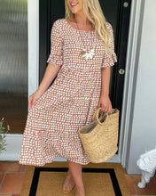 Load image into Gallery viewer, Round neck polka dot print midi dress
