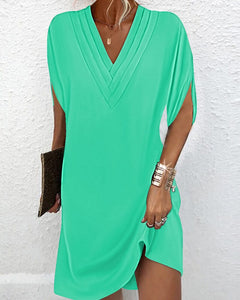 Slit sleeve solid color elegant dress