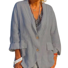 Load image into Gallery viewer, Women Summer Solid color cotton and linen jacket
