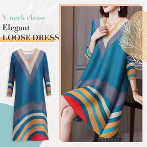 Elegant Loose Dress with a V-neckline