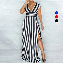 Load image into Gallery viewer, Sexy Striped High Waist Maxi Dress
