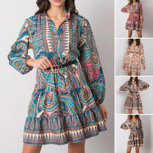 Load image into Gallery viewer, Lantern Long Sleeve Stand Collar Dress
