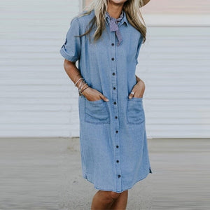 Denim Dress with Pockets