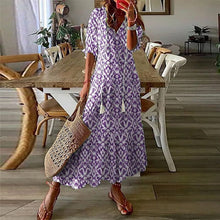 Load image into Gallery viewer, Loose V Neck Printed Long Dress
