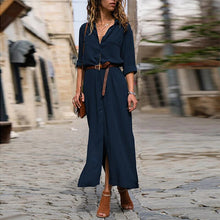 Load image into Gallery viewer, Long Sleeve Solid Color Button Formal Loose Dress
