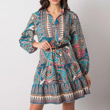 Load image into Gallery viewer, Lantern Long Sleeve Stand Collar Dress
