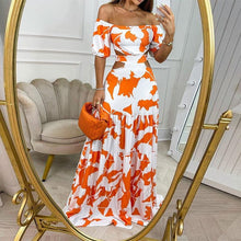 Load image into Gallery viewer, Printed Cutout Lace-Up Dress
