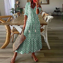 Load image into Gallery viewer, Loose V Neck Printed Long Dress
