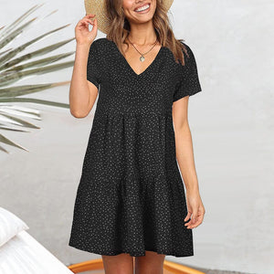 V-neck Polka-dot Dress