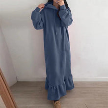 Load image into Gallery viewer, Fleece Hooded Shift Baggy Dress
