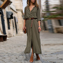 Load image into Gallery viewer, Long Sleeve Solid Color Button Formal Loose Dress
