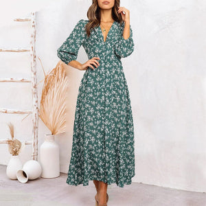 Floral Balloon Sleeve Dress