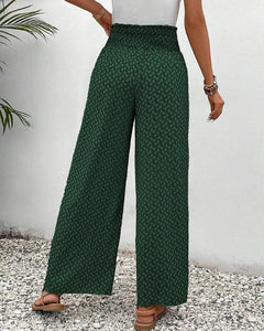 Geometric print elasticated drawstring wide-leg pants