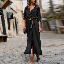 Load image into Gallery viewer, Long Sleeve Solid Color Button Formal Loose Dress
