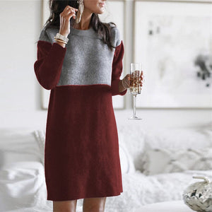 Paneled Long-sleeve Dress