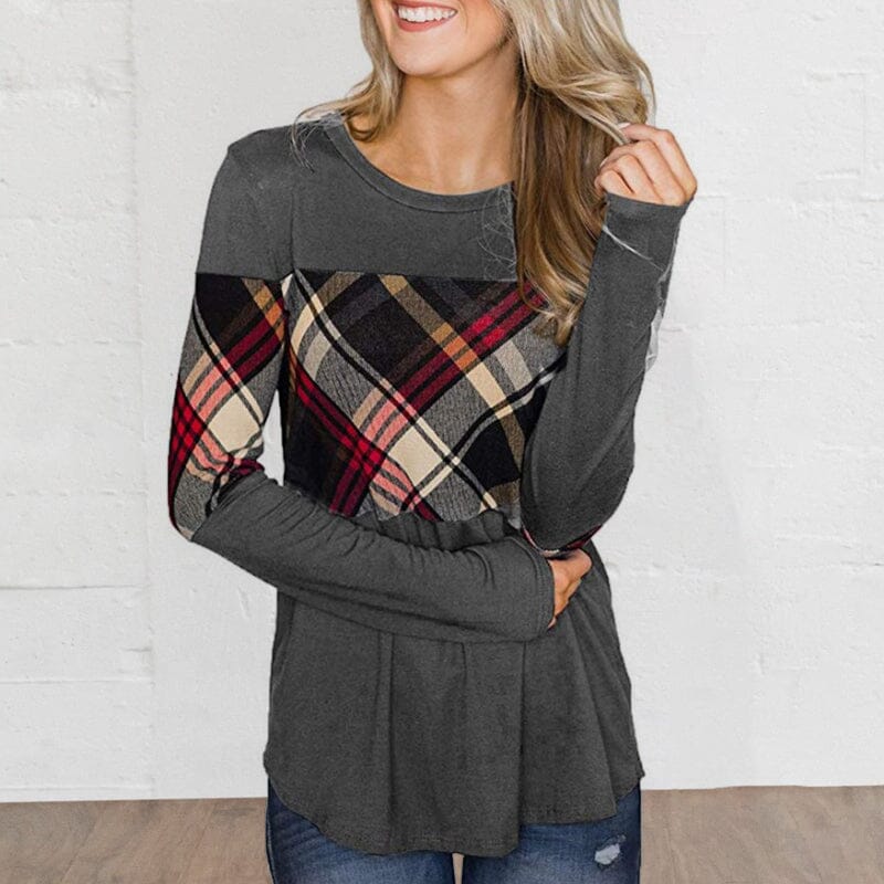 Paneled Color Contrast Long Sleeve T-Shirt