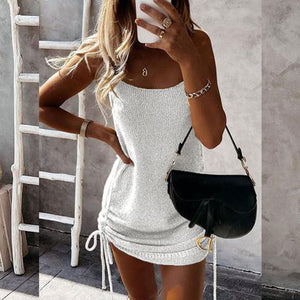 Fashion Sleeveless Lace-up Woolen Dress