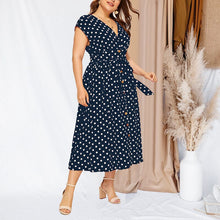 Load image into Gallery viewer, Polka Dot Waist V-Neck Dress
