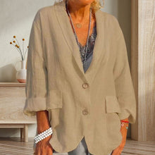 Load image into Gallery viewer, Women Summer Solid color cotton and linen jacket
